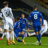 SO CLOSE: Pablo Hernandez came within inches of putting Leeds United level against Leicester City with his curled effort that hit the upright, above. Picture by Bruce Rollinson.