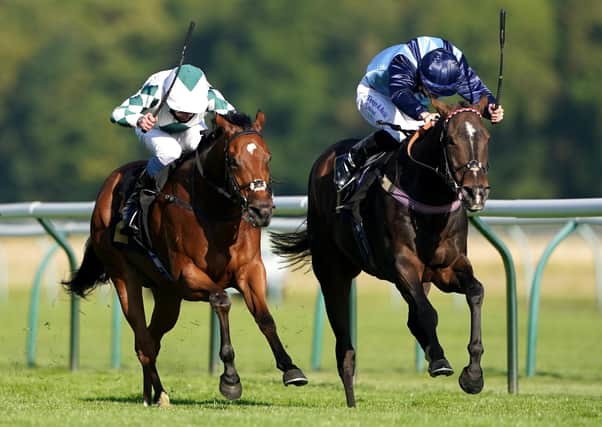 Roulston Scar and William Buick (left) winning The Watch The Star Sports Betting People Series Handicap at Nottingham in September. Picture: Tim Goode - Pool/Getty Images.