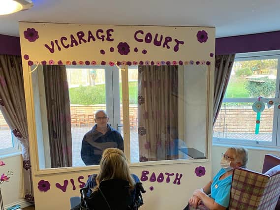 Vicarage Court Care Home builds visiting pod to reunite families and residents (photo: Vicarage Court Care Home)