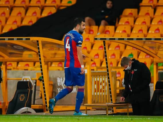 BANNED - Crystal Palace captain Luka Milivojevic will miss the game against Leeds United on Saturday. Pic: Getty