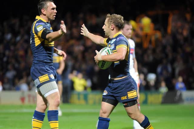 Kevin Sinfield, left and Rob Burrow during thier Rhinos playing days. Picture by Steve Riding.