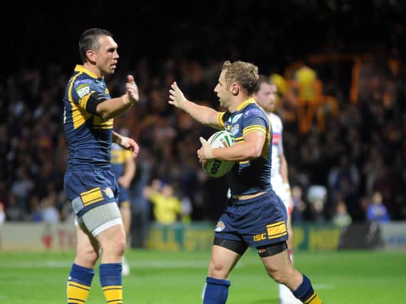 Kevin Sinfield, left and Rob Burrow during thier Rhinos playing days. Picture by Steve Riding.