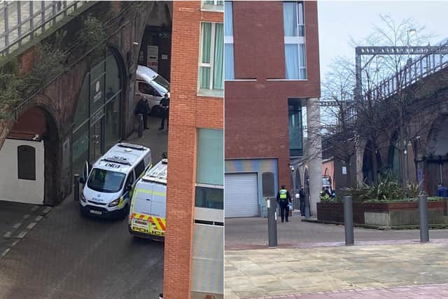 Police at the scene of the attack in Granary Wharf