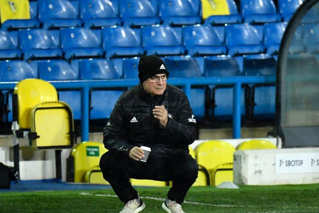 FIRST MEETING: Between Leeds United head coach Marcelo Bielsa, above, and Crystal Palace boss Roy Hodgson. Photo by Peter Powell - Pool/Getty Images.