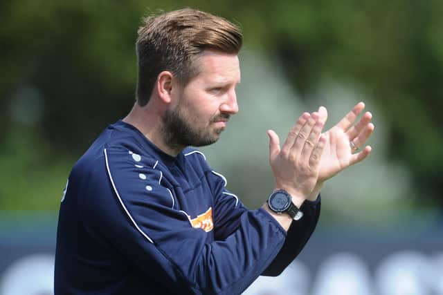 Farsley Celtic manager Adam Lakeland. Picture: Steve Riding.