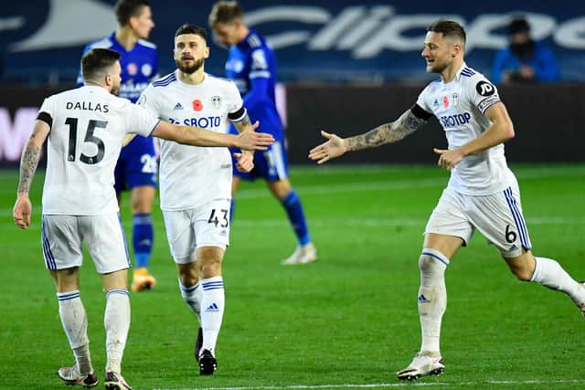 RECOVERY MISSION: For skipper Liam Cooper, right, and Leeds United at Crystal Palace. Photo by Peter Powell - Pool/Getty Images.