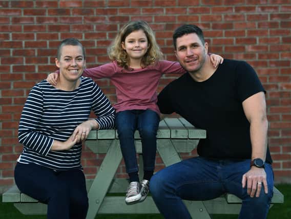 Cancer sufferer Tammi Morrel-Knapton, who started her policing career in Leeds, is fundraising to pay for a drug treatment she hopes will give her more precious time to make memories with her daughter.
Pictured with her daughter Isabella and husband Nick.
Picture : Jonathan Gawthorpe