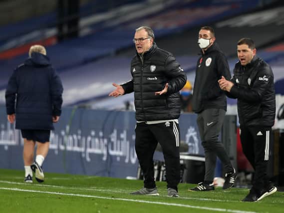 NO COMMENT - Marcelo Bielsa refused to be drawn on Patrick Bamford's disallowed goal after Leeds United's 4-1 defeat at Crystal Palace, but his thoughts on rule confusion are already on record. Pic: Getty