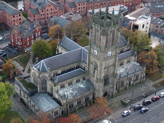 Aerial photo showing the roof of Leeds Minster.