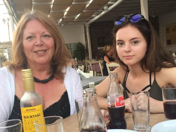 Sharon Kinlin-Martin and daughter Amelia, 19, a student at the University of Leeds, who caught Covid-19. Pictured on holiday.