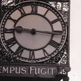 Tempus fugit at the most famous clock in Leeds in December 1990 - but not all that much.