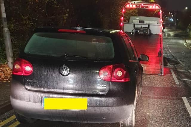 Police seized a car from a newly-qualified driver after they found he had no insurance or MOT. Photo: West Yorkshire Police Leeds South.