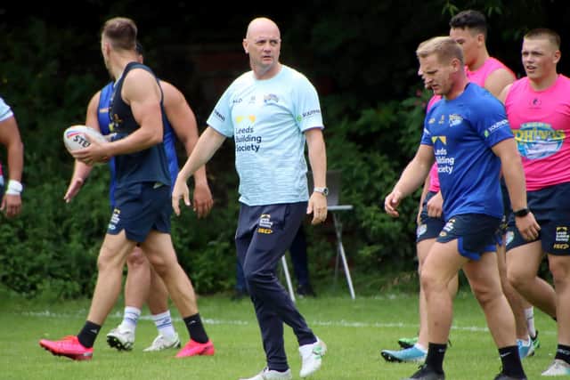 Leeds Rhinos head coach Richard Agar will miss the Catalans match due to Covid-19 protocols. Picture: Phil Daly/Leeds Rhinos/SWpix.com.