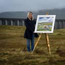 Tour de Yorkshire artist Claire Baxter shows her work at Ribblehead in the Yorkshire Dales. Picture: Tony Johnson.