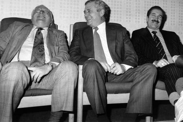 Taken on January 4, 1981 at a press conference at Dewsbury Police Station the day they caught the Yorkshire Ripper.
Police chiefs, George Oldfield, Ronald Gregory and Jim Hobson.
Picture: Steve Riding