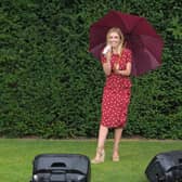 Photo issued by Vodafone of Katherine Jenkins singing to care home residents, their families and staff in a live-streamed concert from her garden.