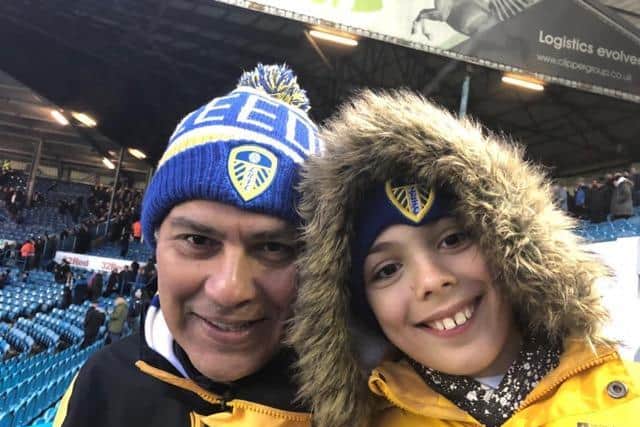 STORY: Told by Rob Bagchi, pictured with his ten-year-old son Casper at Elland Road back in February of this year.