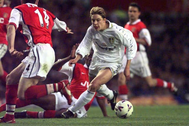 Leeds United striker Alan Smith takes on the Arsenal defence in 1999. (Bruce Rollinson)
