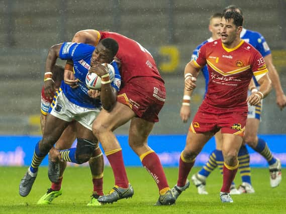 Muizz Mustapha in action for Rhinos against Catalans in September. Picture by Bruce Rollinson.