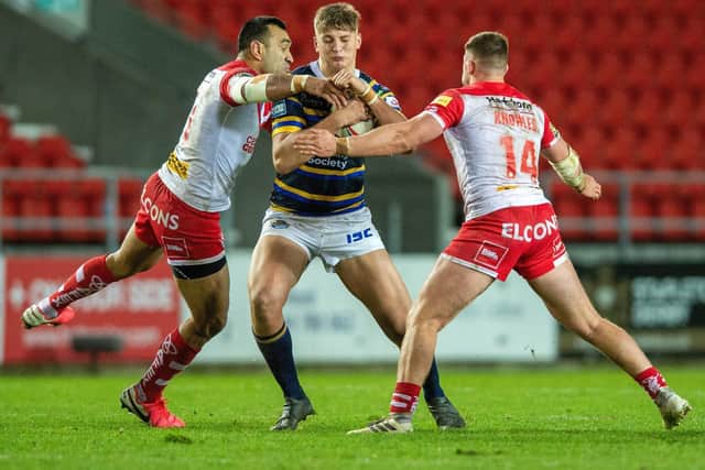 BRIGHT FUTURE: Sam Walters was one of a number of youngsters to offer a glimpse into an even brighter future for Leeds Rhinos.  Picture: Bruce Rollinson