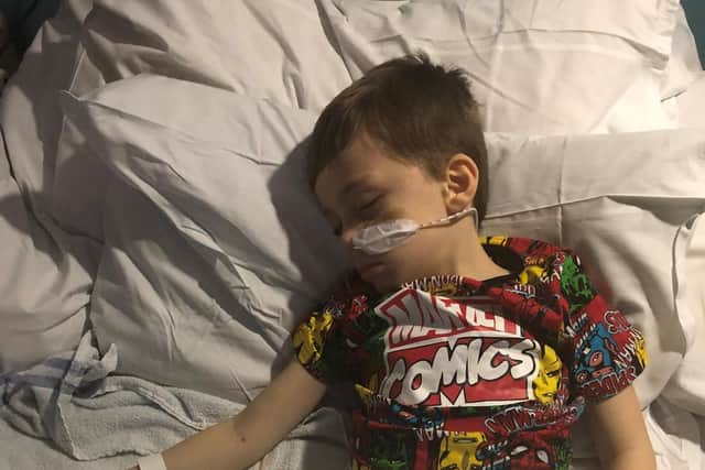 Thomas Hebbron pictured in hospital