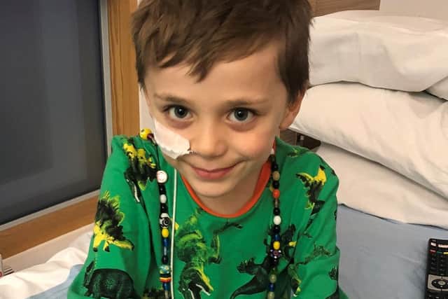 Thomas Hebbron pictured in hospital
