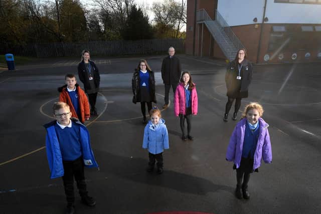 Staff and Pupils at Allerton Bywater Primary School are doing a sponsored walk for MND foundation in hounur Rob Burrow.

Picture by Simon Hulme