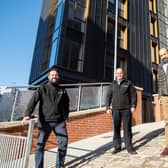 (left to right) John Currie, regional director at principal contractor Tolent, Nigel Hatton, project manager at Tolent and Hamze Idriss, managing director at Burley Place Ltd (BPL).