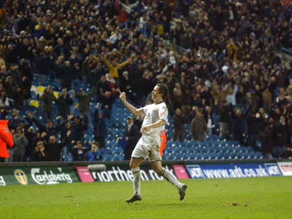 Gary Kelly celebrates scoring against Wigan Athletic during the FA Cup third round replay at Elland Road in January 2006.