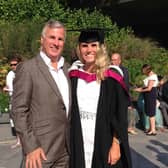 Bryony Turner, 29, with her late dad Martyn at her graduation