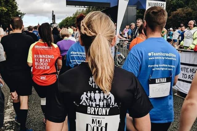 Bryony at the Great North Run, which she ran in her dad's memory in 2018