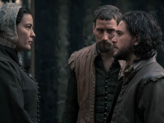 Liv Tyler as Lady Anne Vaux, Edward Holcroft as Thomas Wintour and Kit Harington as Robert Catesby in the  BBC One drama Gunpowder. Picture: Robert Viglasky/BBC/PA Wire.
