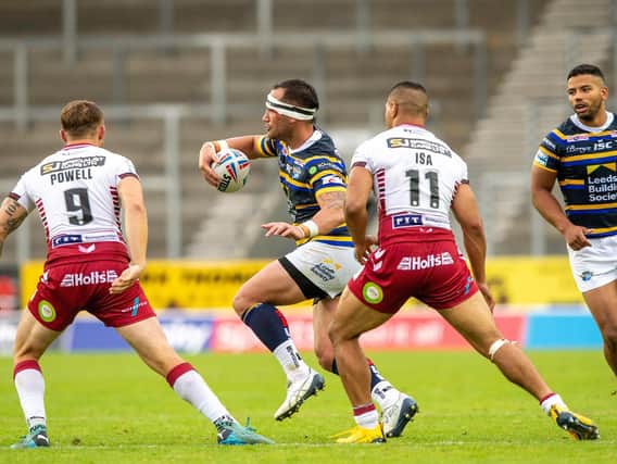 Bodene Thompson made his Rhinos debut against Wigan in August. Picture by Bruce Rollinson.