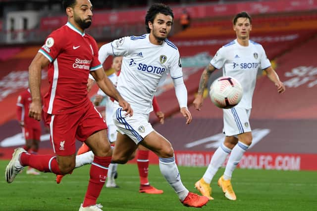 Leeds United defender Pascal Struijk in action against Liverpool. (Getty)