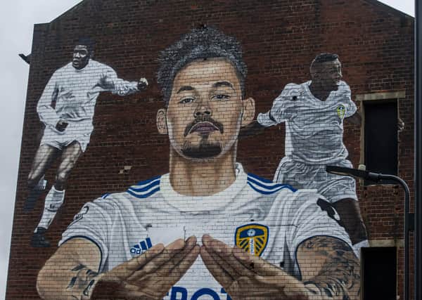 A mural on The Calls in Leeds city centre featuring Leeds United heroes Kalvin Phillips with Albert Johansson and Lucas Radebe. Picture: Tony Johnson