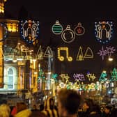 Christmas lights lit up in Leeds
