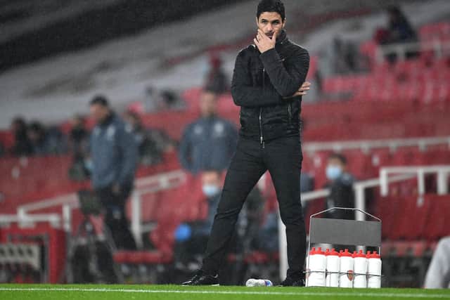 HARD TO PREDICT: Arsenal under boss Mikel Arteta who was left disappointed as his side lost 3-0 at home to Aston Villa, above, following a 1-0 win at Manchester United. Photo by Andy Rain - Pool/Getty Images.