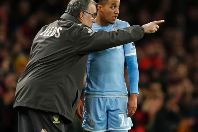 INSTRUCTIONS: From Leeds United head coach Marcelo Bielsa to Helder Costa in January's third round FA Cup clash against Arsenal at the Emirates. Photo by ADRIAN DENNIS/AFP via Getty Images.