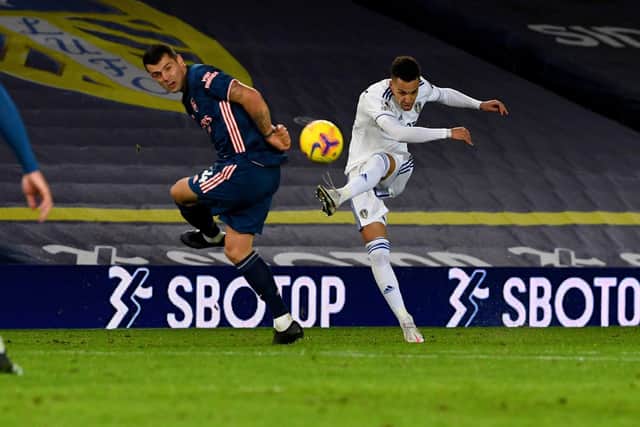 CLOSE CALL - Rodrigo added quality for Leeds United and crashed a shot off the crossbar as Arsenal came under huge pressure late on. Pic: Tony Johnson