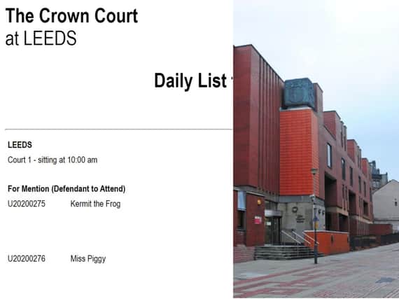 Kermit The Frog and Miss Piggy are among the very odd defendants due to appear at Leeds Crown Court