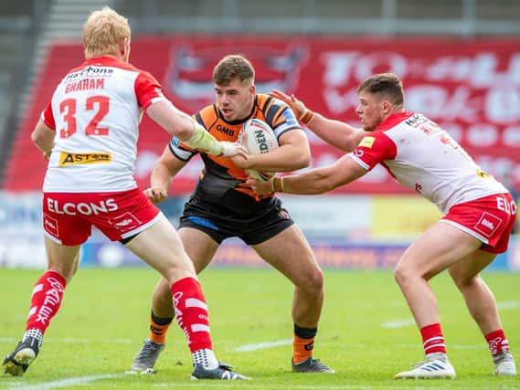 Calum Turner playing for Tigers against St Helens in August. Picture by Bruce Rollinson.