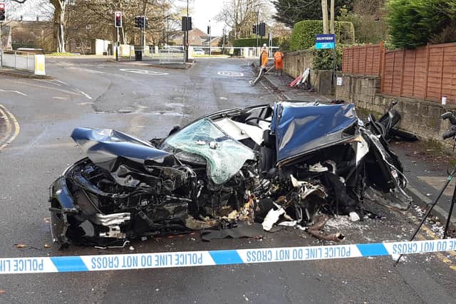 The crash scene in Dibb Lane, Yeadon.