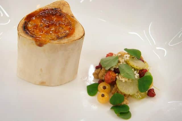 Creme brulee served in a bone marrow which divided the food critics in the quarter-finals.