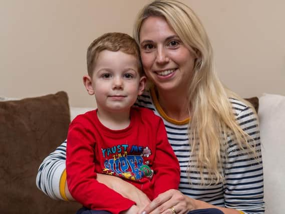 Finley Chapman pictured with mum Clare