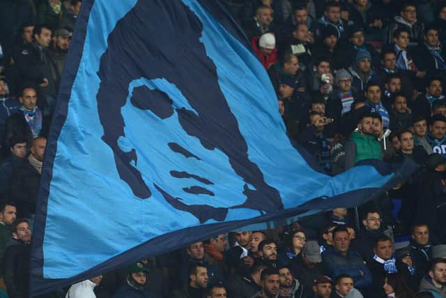 A tribute to Diego Maradona at Napoli. (Getty)