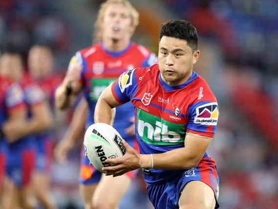 Newcastle Knights' Mason Lino takes on St George Illawarra Dragons in an NRL game in September. He will play for Wakefield Trinity next season. (Photo by Ashley Feder/Getty Images)