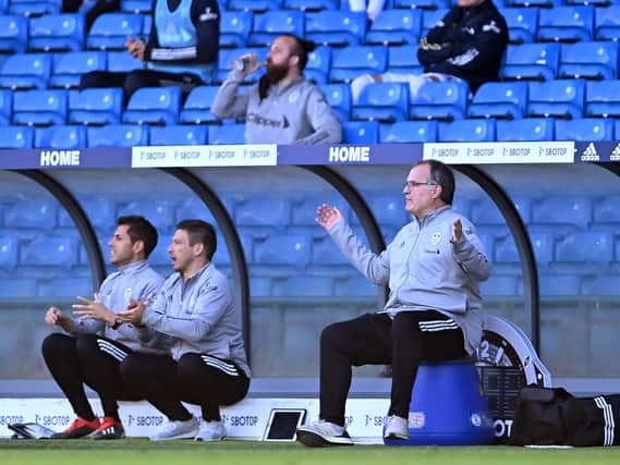 MAIN MAN - Football Manager 2021 players can delegate most of the detail to Diego Reyes, middle, when they take charge of Leeds United and replace Marcelo Bielsa. Pic: Getty