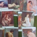 The nude postcards that were found. Thye have been blurred to protect their modesty.
