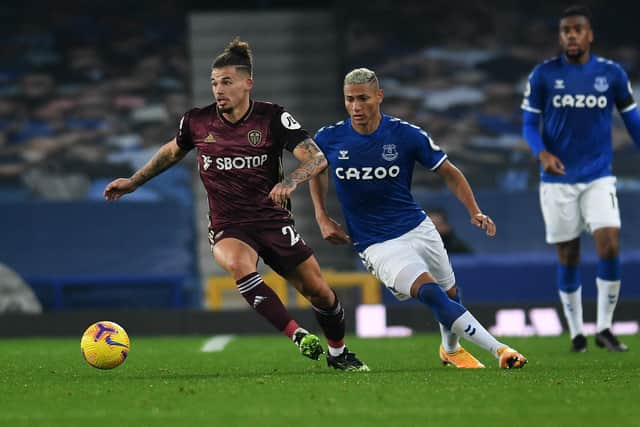 Kalvin Phillips gets away from Everton's Richarlison.
 
Picture: Jonathan Gawthorpe.