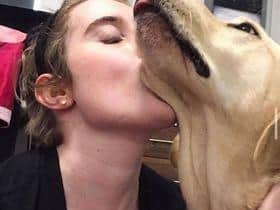 Kimberley Burrows and her guide dog, Tami